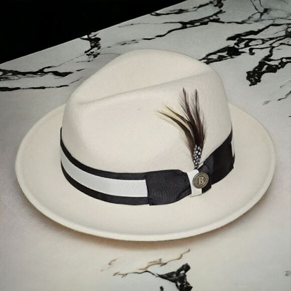 MEN'S BRUNO CAPELO ZANE COLLECTION CRUSHABLE 100% WOOL 2 TONE FEDORA HAT. ZA-405